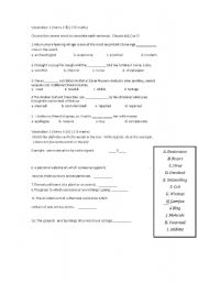 English Worksheet: vocabulary quiz