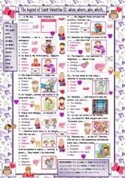 English Worksheet: The legend of Saint Valentine II Quiz. Who, what, where.... (with answers)