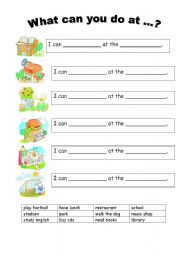 English Worksheet: What can you do at...?