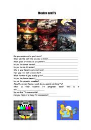 English Worksheet: movies and TV
