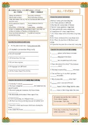 English Worksheet: All / Every