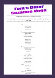 English Worksheet: Song: Toms Diner - Suzanne Vega