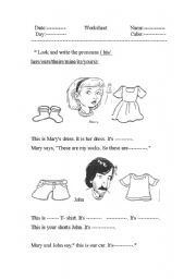 English worksheet: Pronouns easy worksheet