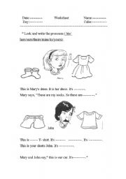 English Worksheet: Pronouns easy worksheet