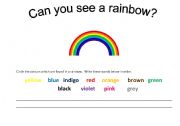 English Worksheet: Science rainbow activity - colours