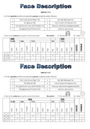 English Worksheet: Face Description Writing