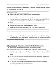 English worksheet: Five Paragraph Planning and Revising Sheet