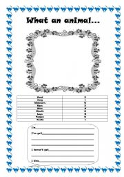English Worksheet: What an animal!! Writing