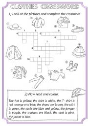 English Worksheet: Look at the pictures and complete the crossword