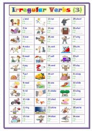 English Worksheet: Irregular Verbs .... Part ( 3 ) From ( l to s )