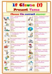 English Worksheet: If Clause (1) Present Tense...