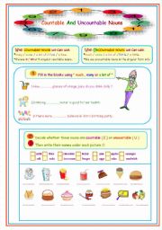 English Worksheet: countable & uncountable nouns 2