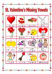 English Worksheet: St.Valentines #2. Missing Vowels
