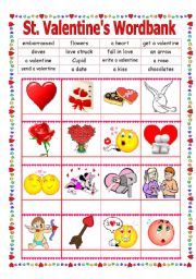 English Worksheet: St.Valentines #3. Wordbank