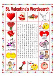 English Worksheet: St.Valentines #4. Wordsearch