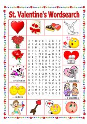 English Worksheet: St.Valentines #4. Wordsearch