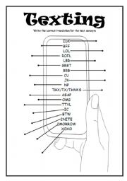 English Worksheet: Texting