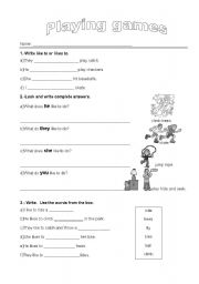 English worksheet: Playing games