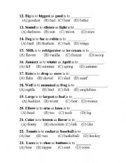 English worksheet: Analogies