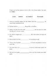 English Worksheet: Transition Words