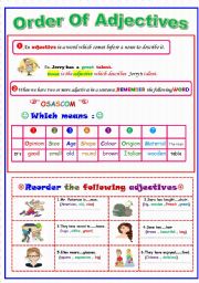 English Worksheet: Order Of Adjectives..