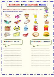 countable and uncountable nouns esl worksheet by ms sara q8