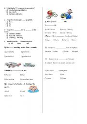 English worksheet: mixed questions