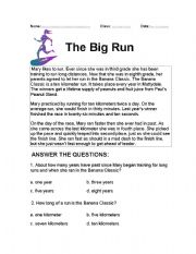 English Worksheet: The Big Run 