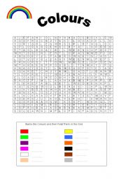 English Worksheet: Colours Wordsearch