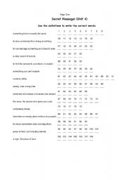 English worksheet: Secret Message - Vocabulary Review
