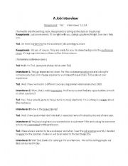 English worksheet: Job Interview Dialogue