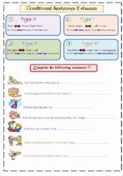 English Worksheet: Conditional sentences..If clauses