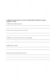 English worksheet: family history