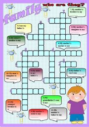 English Worksheet: family crossword