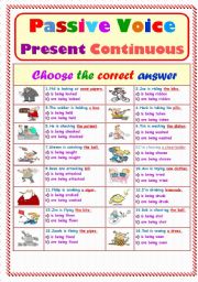 passive present voice tense continuous worksheets worksheet tenses english verbs esl exercises verb perfect grammar eslprintables