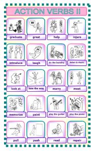 English Worksheet: ACTION VERBS II