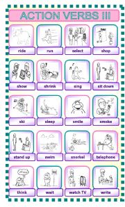 English Worksheet: ACTION VERBS III