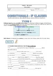 English Worksheet: If clauses Type I and II