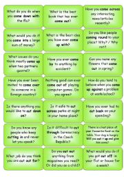 Phrasal verbs - come, cut - question cards - ESL worksheet by Petpet