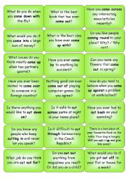 Phrasal verbs - come, cut - question cards