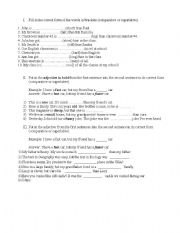 English Worksheet: Adjectice excersises 