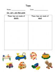 English Worksheet: Toys materials