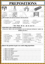 English Worksheet: PREPOSITIONS  