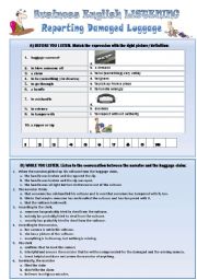 English Worksheet: Reporting damaged baggage