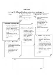 English Worksheet: Project Sheet 
