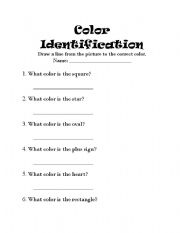 English Worksheet: Color Identification