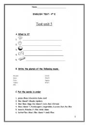 English worksheet: Written test 