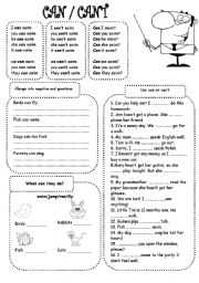 English Worksheet: CAN/CANT