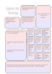 English Worksheet: Valentines Day Trivia