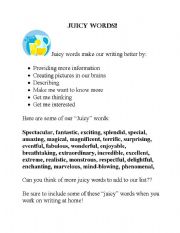 English worksheet: Juicy Words